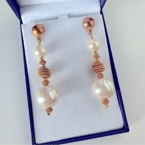 Vintage Faux Pearl Gold Rope Earrings